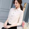 Summer Autumn Women Office Shirt Korean Fashion Slim Fit Casual Blouse Tops Ladies Lapel Long Sleeve Base Chiffon Shirts