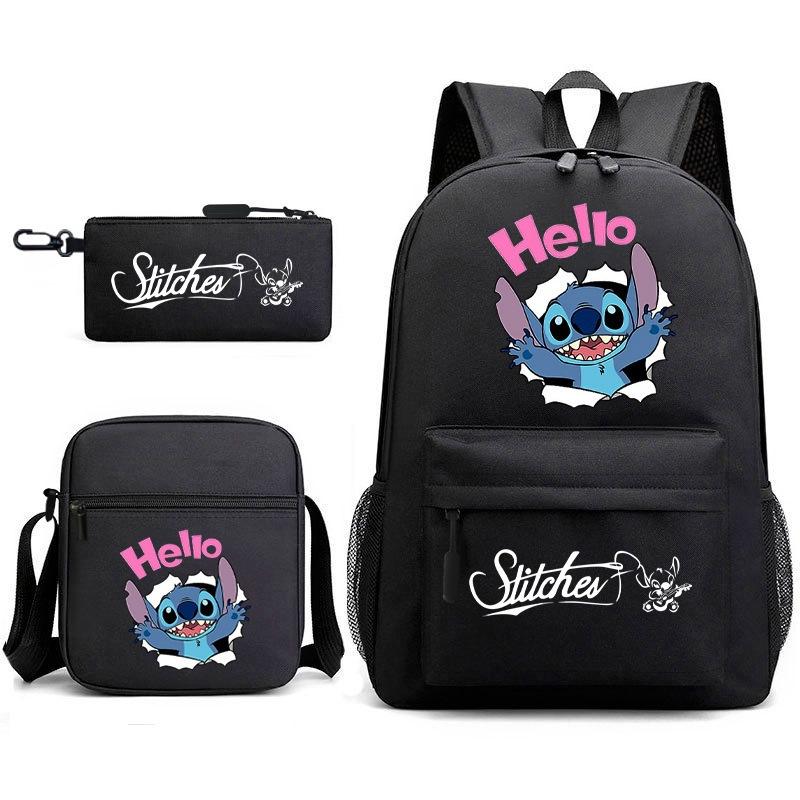 Stitch Backpack Set, Printed Backpack Crossbody Bag Pencil Case, Back to School Hot Selling Student Bookbag