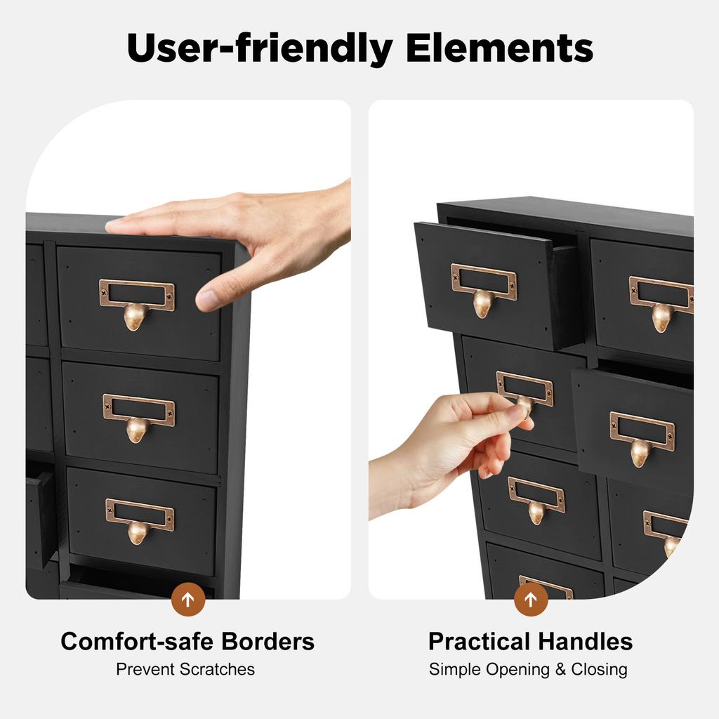 Деревянный шкаф для хранения с 16 ящиками, деревенский винтажный органайзер с металлическими ручками для украшений, офиса, специй, лекарственных трав