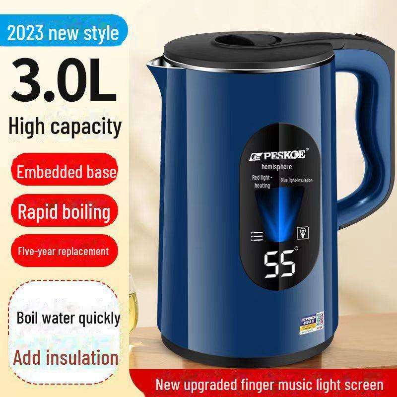 Электрический чайник Hemisphere 3.0L: Быстрое закипание, сохранение тепла, большая вместимость, автоматическое отключение, защита от ожогов, идеально подходит для общежитий.