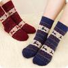 Cute Warm Snowflake Deer Christmas Wool Design Cotton Socks