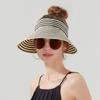 Anti-UV Stripe Empty Top Hat Foldable Sun Protection Cap Simple Sunscreen Hat  Outdoor