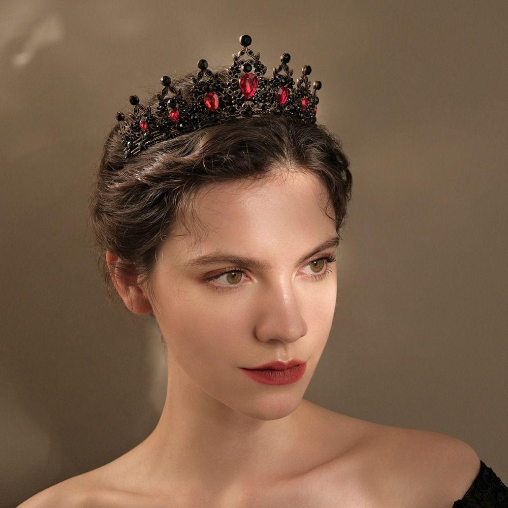 Hair Accessories Wedding Bridal Crowns Black Rhinestone Crown Women Hair Hoop Baroque Crystal Tiara
