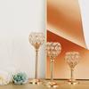 Mini Crystal Candlestick Metal Craft Candelabra Golden Crystal Bowl Candle Holders  Home Wedding