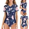 Women's One-piece Fashion Surf Short Sleeve Wetsuit With Chest Pad No Steel Bra Swimsuit