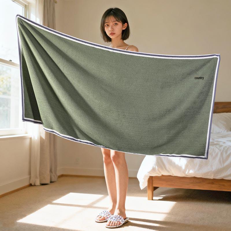 Luxury Yarn-Dyed Jacquard Cotton Bath Towel - Soft, Absorbent, Thick, and Large