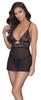 Cottelli LINGERIE - Sexy Mesh Chemise with Delicate Lace + Thong S