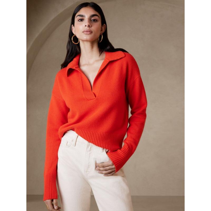 Autumn Winter Polo-neck Solid Color All-match Bottomed Knitting Top Women Casual Fashion Pullover Sweater