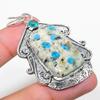 Natural K2 Blue Azurite, Diopside 925 Sterling Silver Gift Pendant 2.36" Q6b43