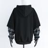 Vintage Hoodie Women Streetwear Oversized Sweatshirt Punk Long Sleeve Pullovers Korean Grunge Plaid Splice Hoody