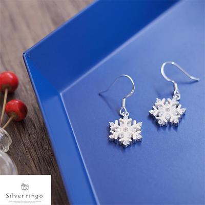 Серьги в форме снежинки из серебра 925 пробы, Крючок Petite Snow Crystal e