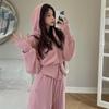 Early Autumn Sporty Double-Zip Hoodie & Drawstring Ankle-Tie Pants Set for Women