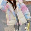 Осень и зима новая мода популярная уличная взрывная tie-dye свободная утолщенная теплая хлопковая куртка