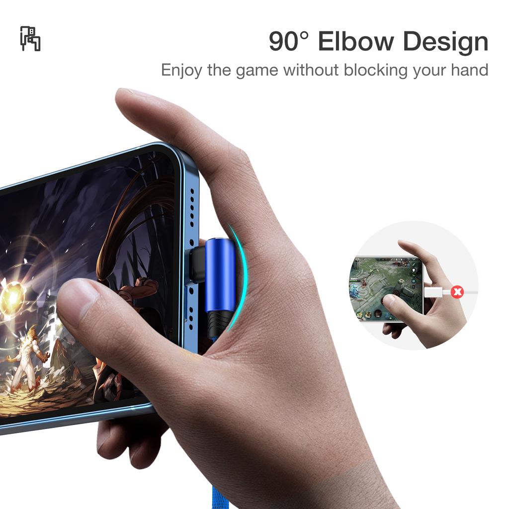 90-градусный USB-кабель для iPhone 14 13 12 11 Pro Max Xs X XR 6 6s 7 8 Plus iPad Mini 3A кабель для быстрой зарядки и передачи данных для зарядного устройства iPhone