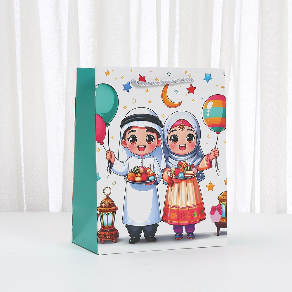 12 шт. подарочные пакеты Ramadan Kareem, исламские детские бумажные пакеты с мультфильмами для угощений и конфет на Ид, упаковка для вечеринки