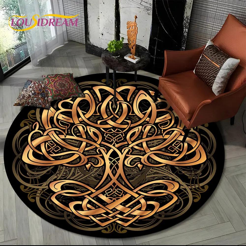 Viking Valknut Yggdrasil Tree of Life круглый ковер, ковер для гостиной, спальни, дивана, декор игровой комнаты, нескользящий напольный коврик