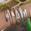 5Pcs/Set Vintage Boho Style Adjustable Silver Cuff Bangles for Women - Zinc Alloy Stacking Bracelets for Daily Wear, Vacation, No Mosai