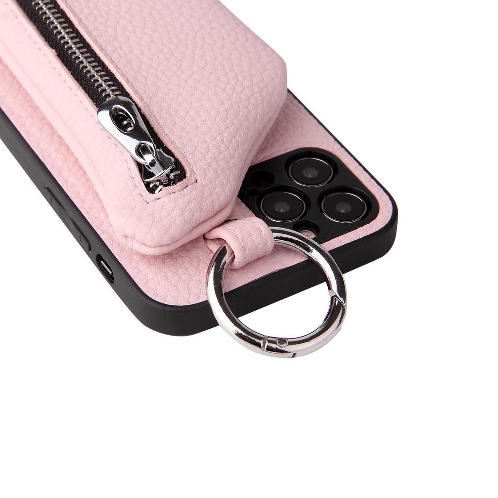 "Leather Case for iPhone 11/12 Pro Max/XS with Coin Purse and Lanyard"