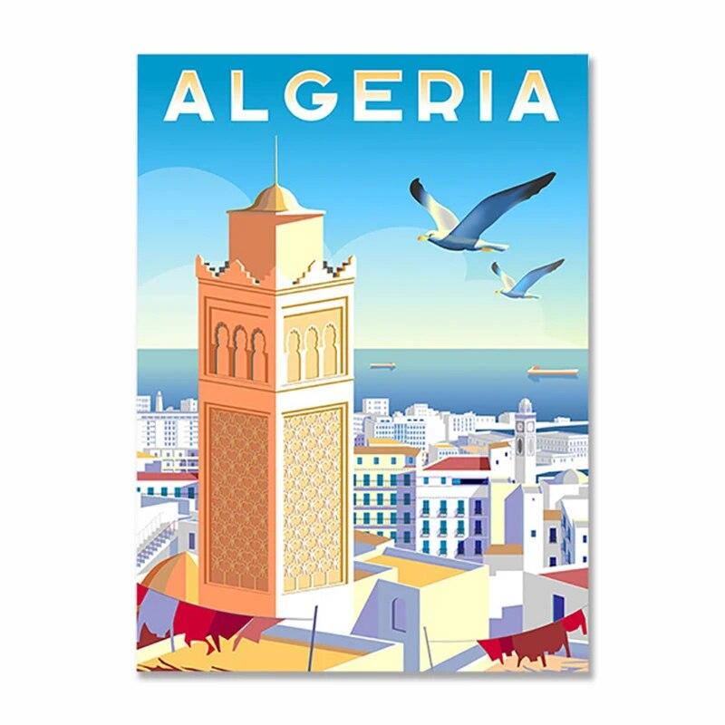 Nordic Vintage Travel Cities Poster Turkey Dubai Tanzania Landscape Metal Signs Retro Plate Wall Art Decor for Living Room Home
