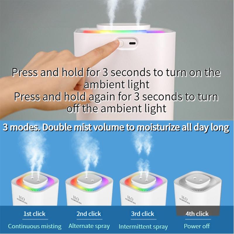 New 3.3L Large Capacity Quiet Humidifier for Home Bedroom Air Hydration Aromatherapy Diffuser with 8H Timer and Light