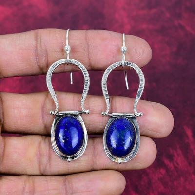 Серьги из лазурита, ювелирные изделия ручной работы с драгоценными камнями, серьги из цельного серебра 925 пробы, серьги с уникальным дизайном