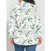 Large Size Women's Long Sleeve Shirt Fresh Wind Printing Loose Printing Shirt Green Leaf Branch Element Medium and Long