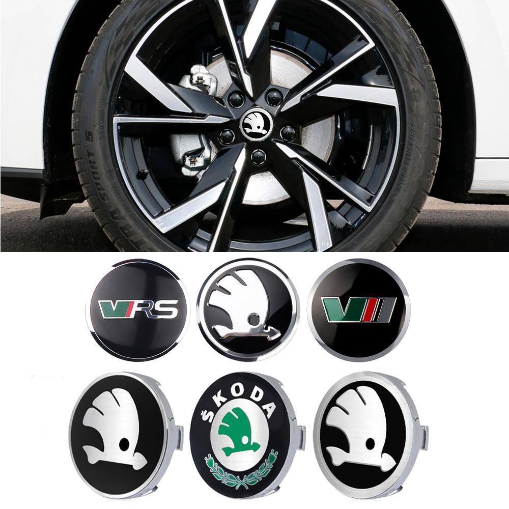 ZDVK6 56/60/65/68mm Aluminum Logo Car Wheel Center Hub Cap Stickers For Skoda Octavia A5 A2 VRS Vision Kodiaq Rapid Fabia VII Superb
