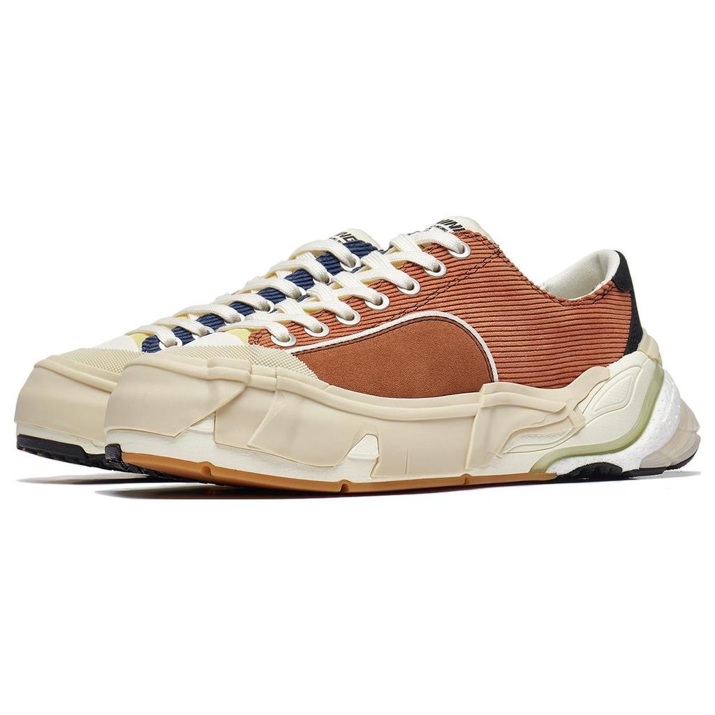 Li Ning No Limits Color Block Casual Comfortable Durable Lightweight Low Top Skate Shoes Women Sneakers Brown Blue AZGT082-3