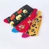 1 Pair Animal Collection Wolf and Leopard Pattern Men's Mid Calf Socks Trendy Street Fashion Suit In All Seasons Wearing