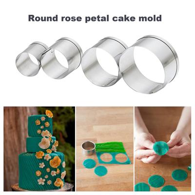 4 шт., форма для торта с лепестками роз, формочка для печенья из нержавеющей стали, форма цветка, глиняная форма, инструмент для украшения торта, прочные формы для выпечки шоколадных конфет