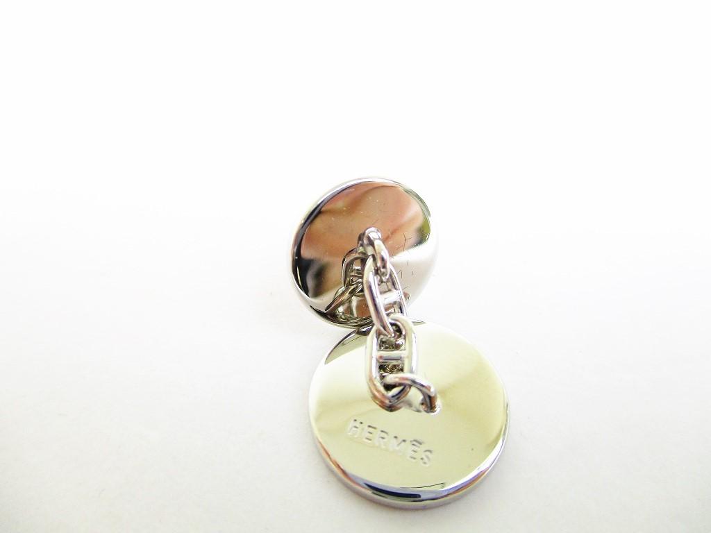 Подлинные запонки HERMES H Motif с серебряным покрытием розового цвета #7607 восстановленные