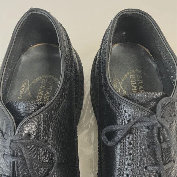 60s-70s Vintage STUART HOLMES Goodyear Long Wingtip Shoes 27.5-28cm Black(USED)