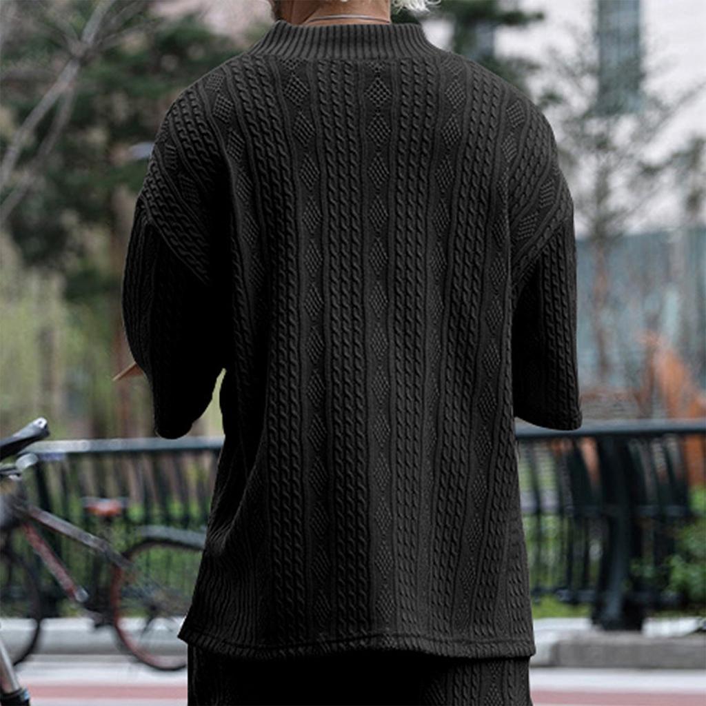 Men'S Large V-Neck Loose Casual Short Sleeved Shirt Sports Top