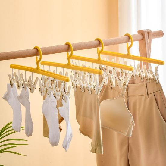 Clothes Drying Hanger 8 Clips 360 Degree Rotatable Windproof Plastic Laundry Hanger Underwear Socks Holder Household Supplies