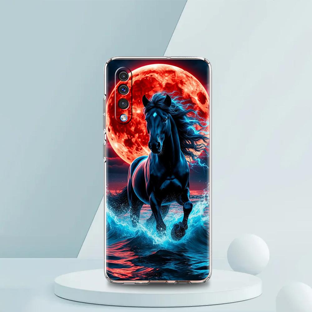 Прозрачный чехол для телефона для Samsung Galaxy A16 A14 A12 A22 A24 A42 A02 A03S A06 A20 A30 A40 Мягкий чехол из ТПУ с рисунком лошади/животного
