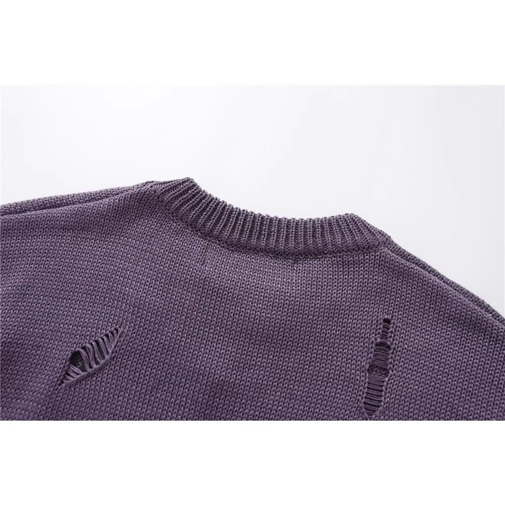 Свитер с принтом букв Diablo Rip для мужчин Ins High Street Trendy Brand Loose Crewneck Pullover