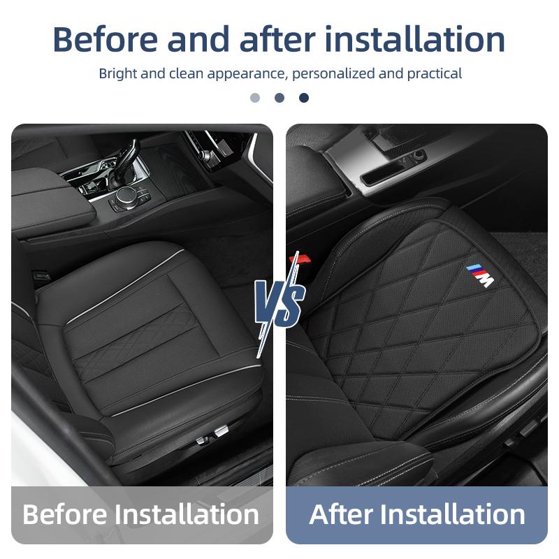 LMHKH1 2026 Car Sticker Leather Car Seat Cover Car Front Seat Cushion Anti Slip Auto Chair Protector Cover For BMW E46 E90 E60 F30 F10