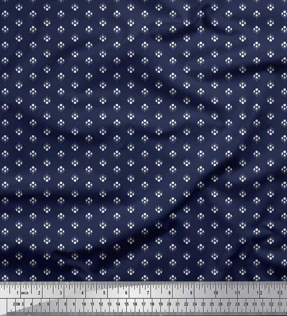 Soimoi Japan Crepe Satin Fabric Dot & Ikat Small Motif Shirting Print Fabric by the Metre 42 Inch