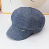 Retro denim star anise newsboy hat women's autumn and winter twill texture short brim painter hat star mark versatile cap tide