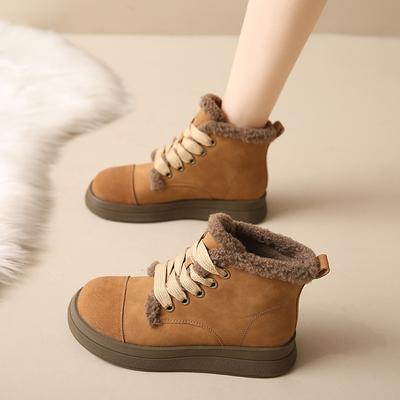 Европейские и американские зимние ботинки на толстой подошве, женские, новые зимние 2024, плюшевые, утепленные, короткие, хлопковые ботинки Plataforma Mujer Trafza