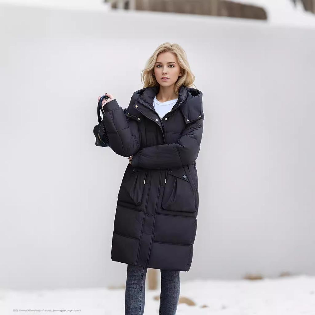 GMXIA Women's Vintage Casual Solid Color Print Autumn Winter Long Sleeve Hooded Jackets & Coats