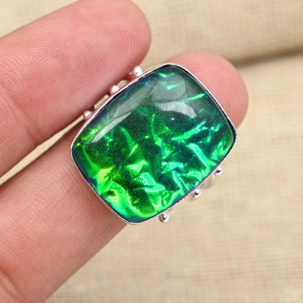 Отличное ювелирное кольцо ручной работы из стерлингового серебра 925 пробы с синим тройным опалом и драгоценным камнем