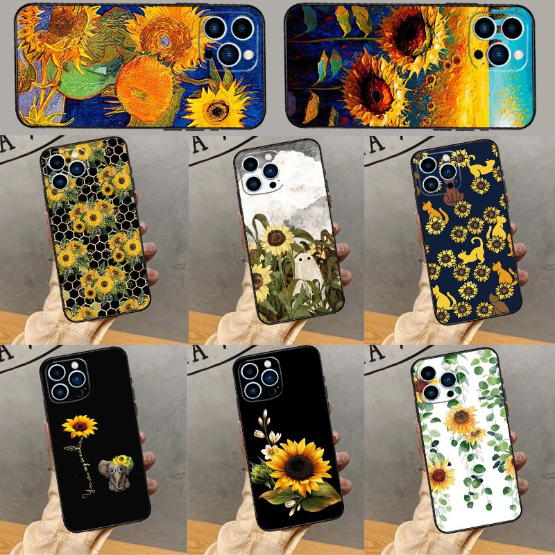 Красивый желтый чехол-подсолнух для iPhone 16 Pro Max 15 13 12 11 14 Pro Max Plus 12 13 Mini XR 16e Funda Чехол