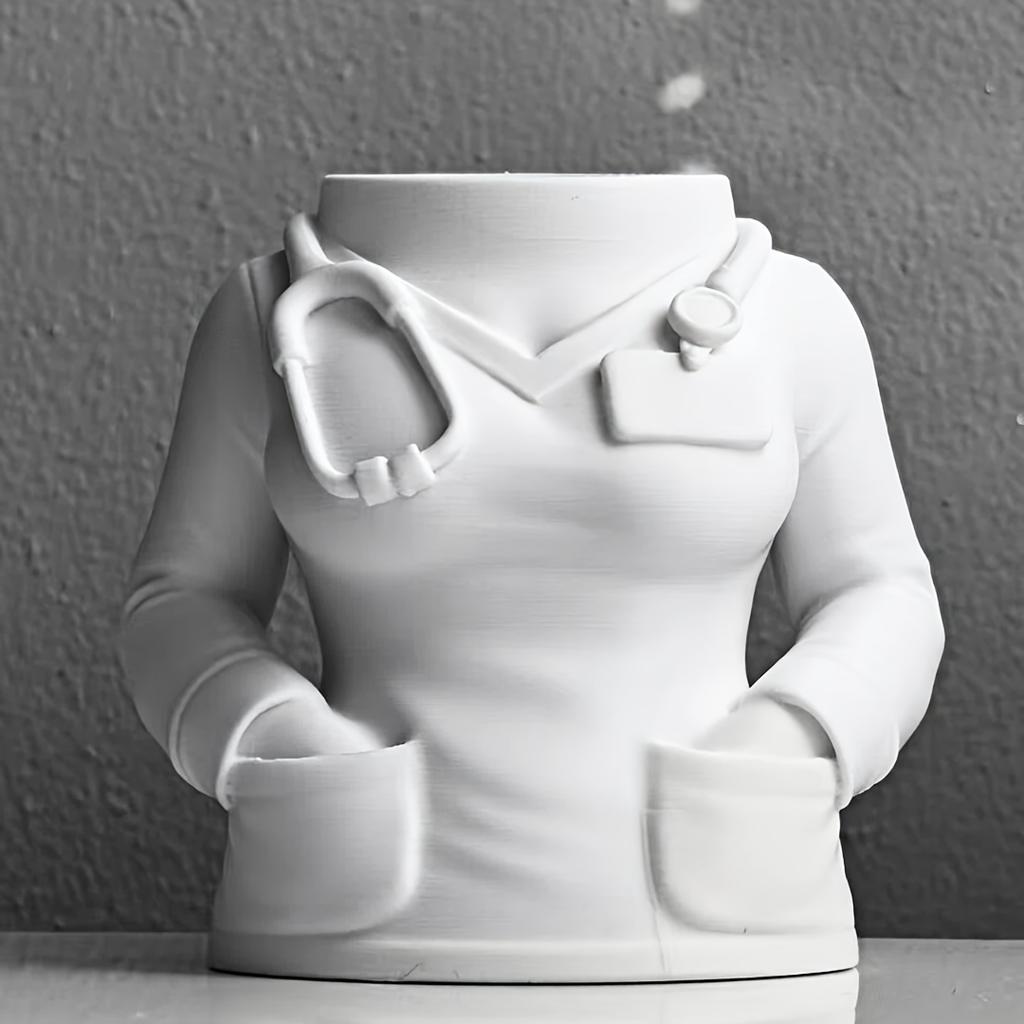 Nurse Shaped Pen Holder, White Coat Shaped Desktop Decoration, Stationery Storage Box