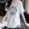 Pure Cotton White Mid-length Short-sleeved T-shirt for Women's Summer New Age-reducing Niche Curve Loose Slimming Base Shirt