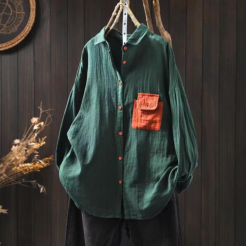 Женская повседневная рубашка с длинным рукавом, поступление весна, отложной воротник, свободная, женская базовая хлопковая блузка