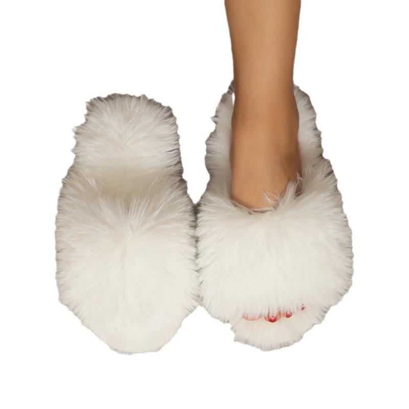 Winter Cotton Slippers Long Haired Women's Indoor Shoes New Autumn Winter Plush Footwear Casual Couples Comfortable Slippers