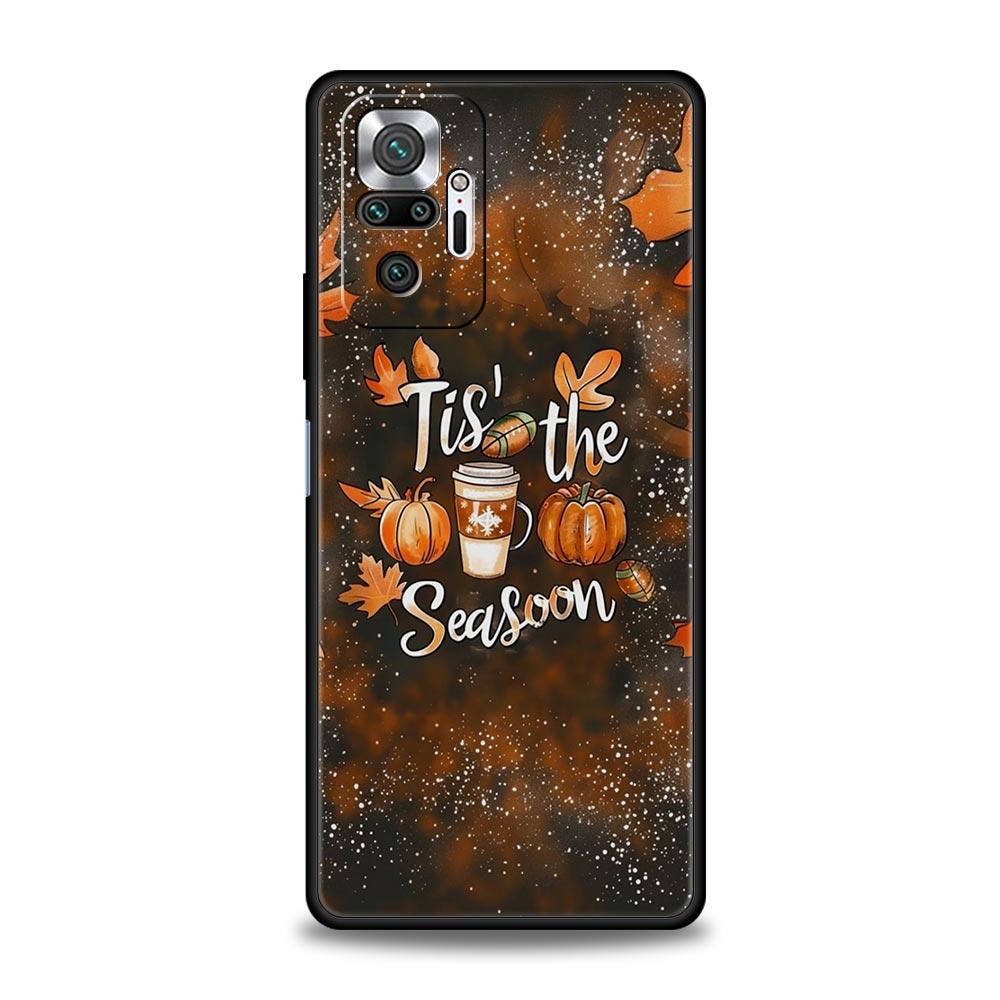 Чехол для телефона 'Тыква Осенние Листья Кофе' для Redmi 14C 10C Note 15 14 13 12 10 11 K40 Pro Plus 5G Мягкий ТПУ Ударопрочный Capas