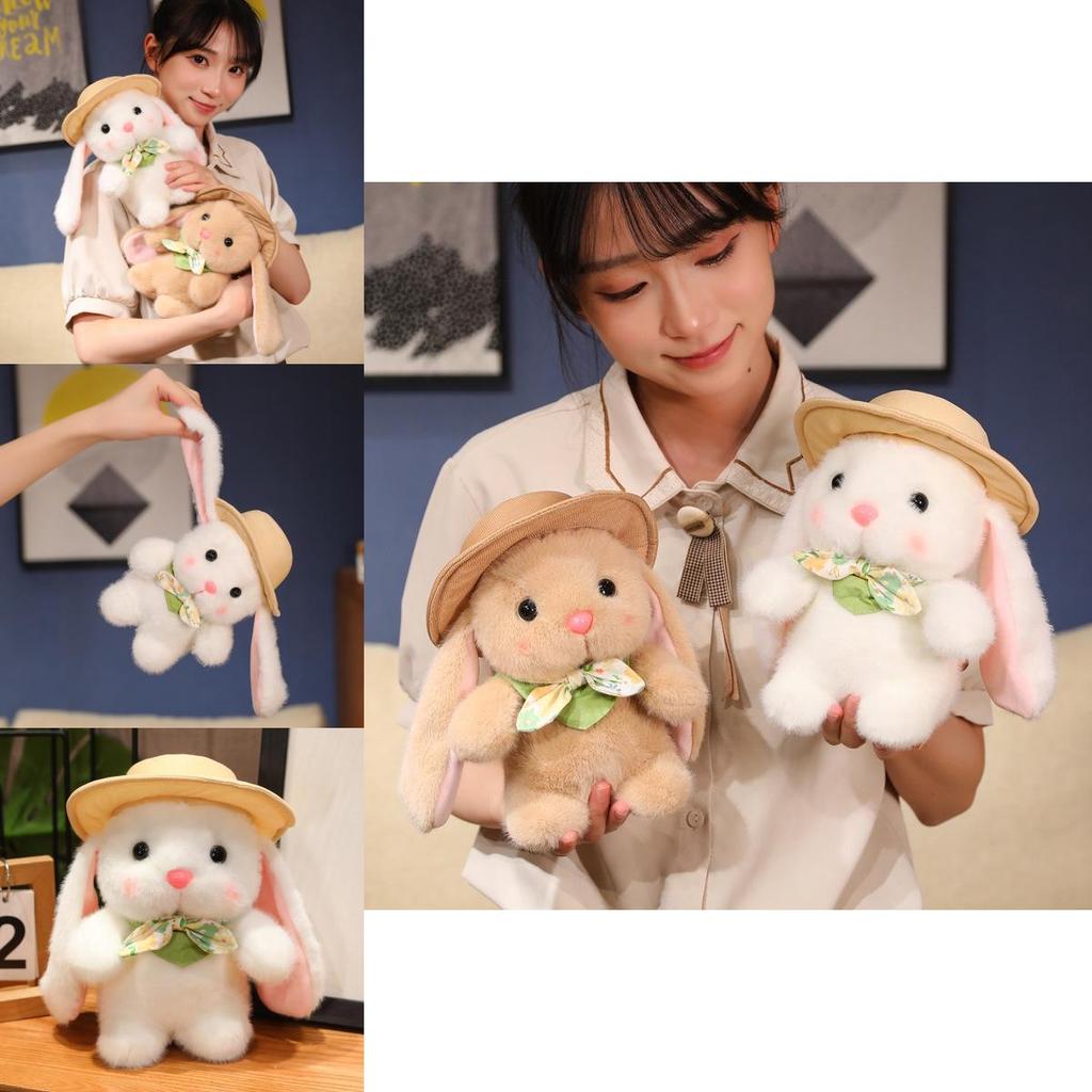 Adorable Plush Pudding Rabbit Toy With Hat Soft White Bunny Doll For Kids And Collectors