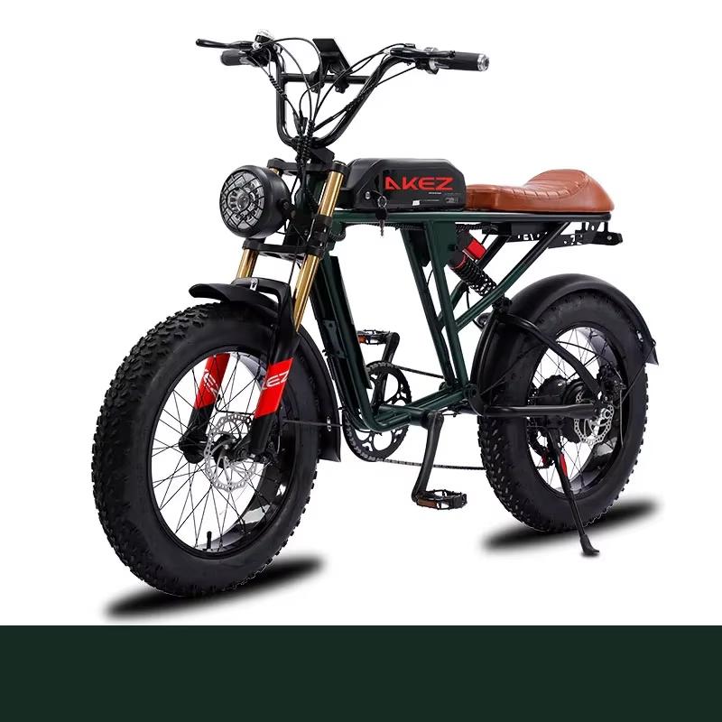 New S2 Smart and Powerful Akez 750W 13AH 48V Lithium Full Suspension Folding Mountain Electric Bike Fat Tires E-Bike Bike Bike